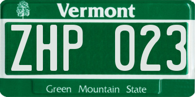 VT license plate ZHP023