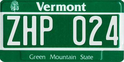 VT license plate ZHP024