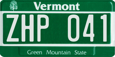 VT license plate ZHP041