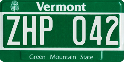 VT license plate ZHP042