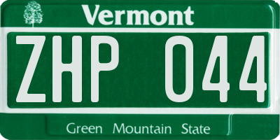 VT license plate ZHP044