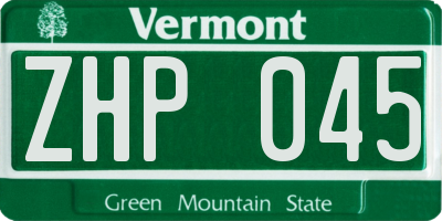 VT license plate ZHP045