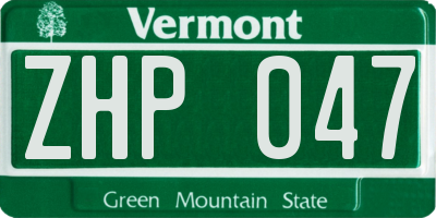 VT license plate ZHP047