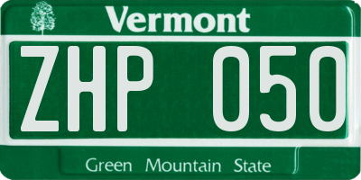 VT license plate ZHP050