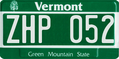 VT license plate ZHP052
