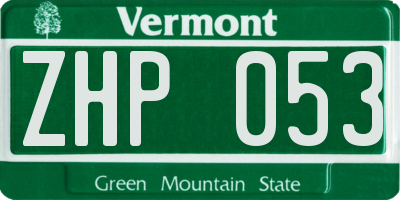 VT license plate ZHP053