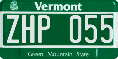 VT license plate ZHP055