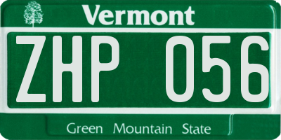 VT license plate ZHP056