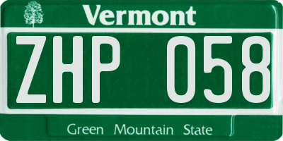 VT license plate ZHP058