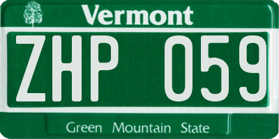 VT license plate ZHP059
