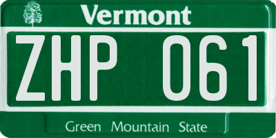 VT license plate ZHP061