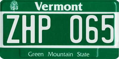 VT license plate ZHP065