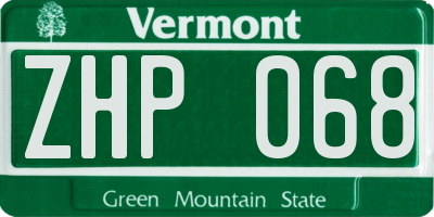 VT license plate ZHP068