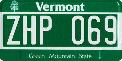 VT license plate ZHP069