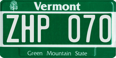 VT license plate ZHP070