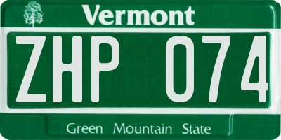 VT license plate ZHP074