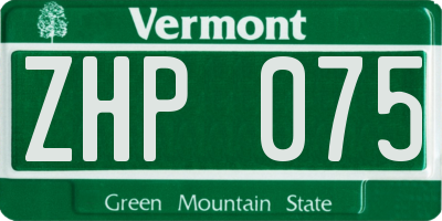 VT license plate ZHP075