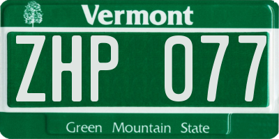 VT license plate ZHP077