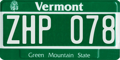 VT license plate ZHP078