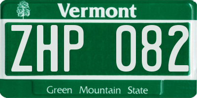 VT license plate ZHP082