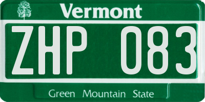 VT license plate ZHP083