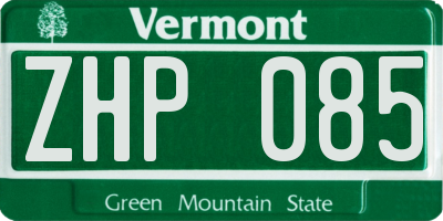 VT license plate ZHP085