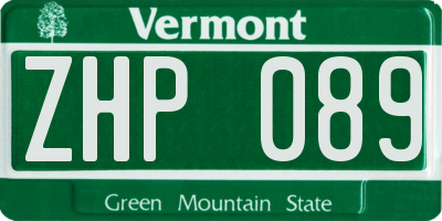 VT license plate ZHP089