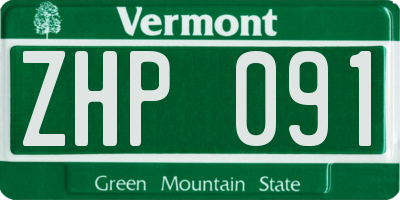 VT license plate ZHP091
