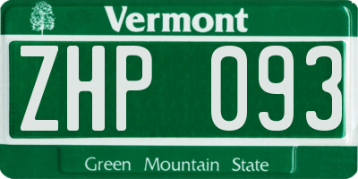 VT license plate ZHP093