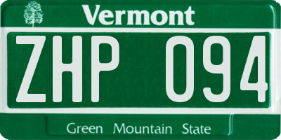 VT license plate ZHP094