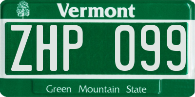 VT license plate ZHP099
