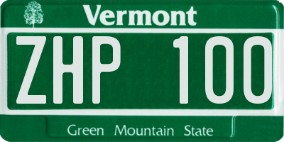 VT license plate ZHP100