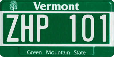 VT license plate ZHP101