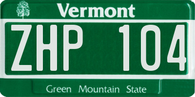 VT license plate ZHP104