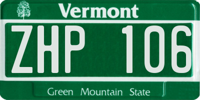 VT license plate ZHP106