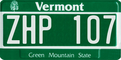 VT license plate ZHP107