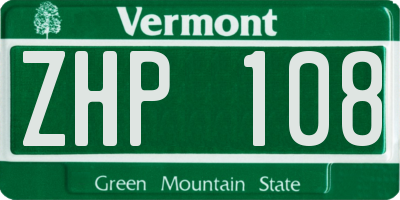 VT license plate ZHP108