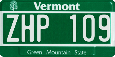 VT license plate ZHP109
