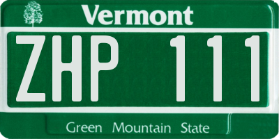 VT license plate ZHP111