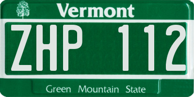 VT license plate ZHP112
