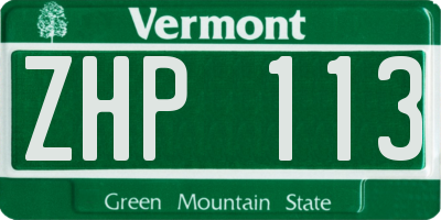 VT license plate ZHP113