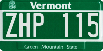VT license plate ZHP115