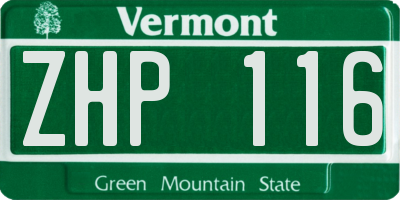 VT license plate ZHP116