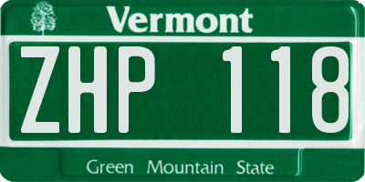 VT license plate ZHP118