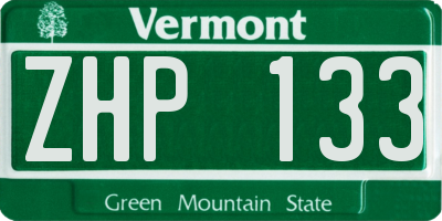 VT license plate ZHP133