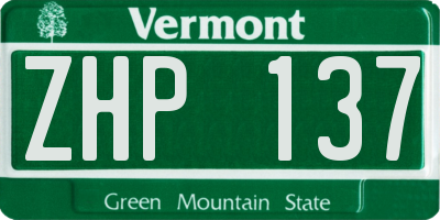 VT license plate ZHP137