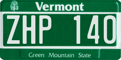 VT license plate ZHP140
