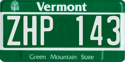 VT license plate ZHP143