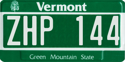 VT license plate ZHP144