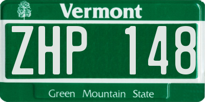 VT license plate ZHP148
